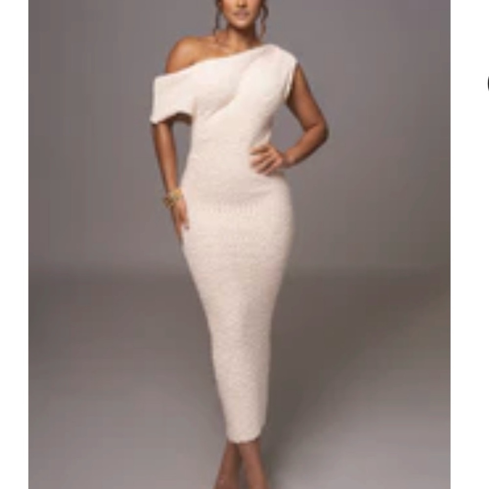 Elegant Cream Off-Shoulder Dress